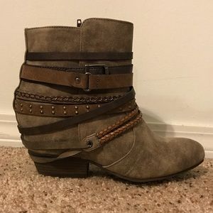 Gray & Multi color leather wrapped Booties